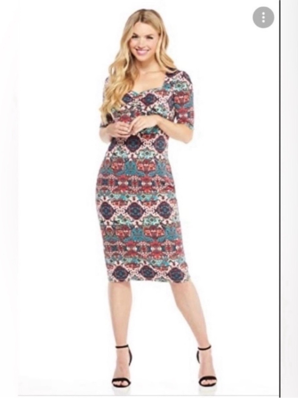 🧡 LONDON TIMES Orange, White, Blue Sheath Dress - Size 6